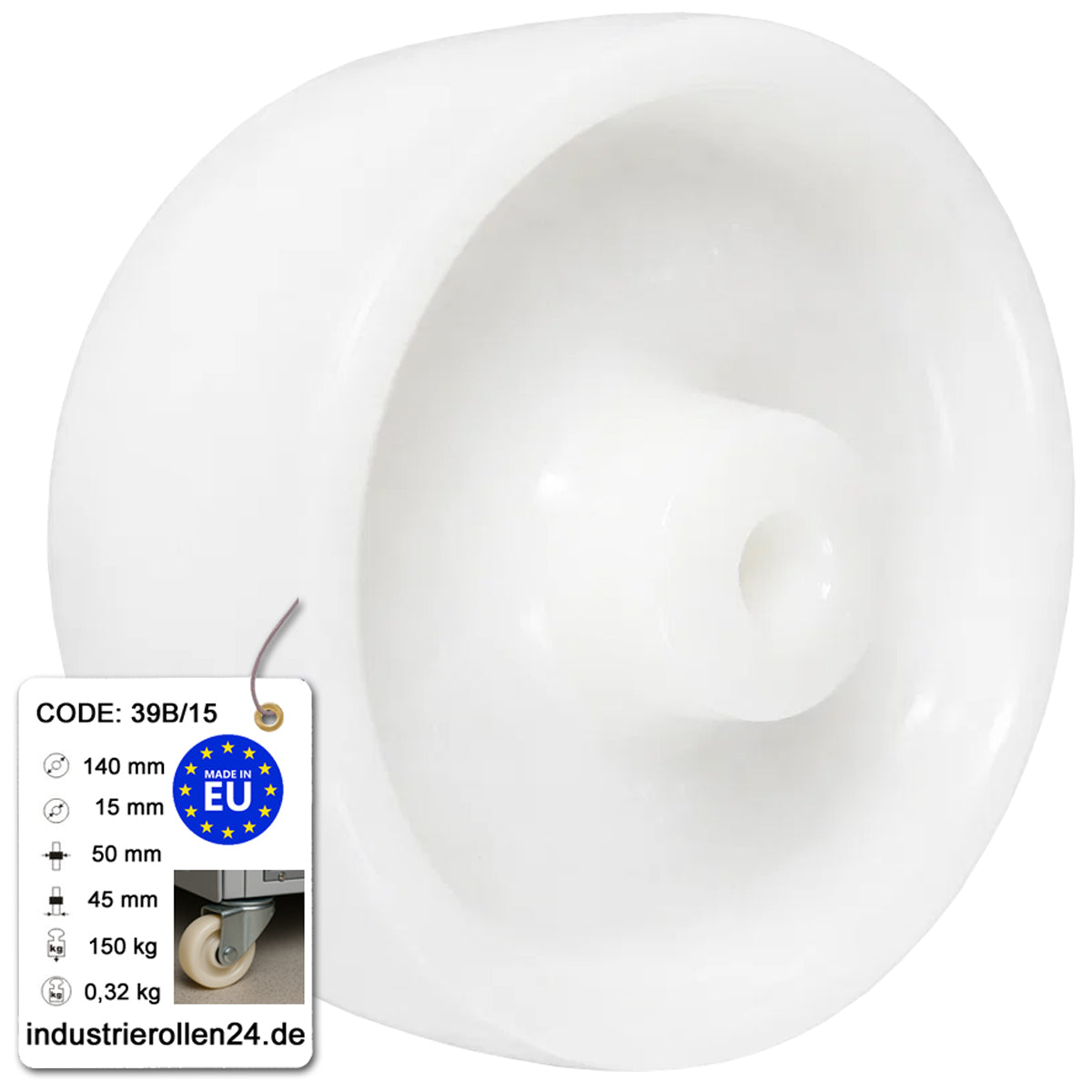 Transportrad Ø140 mm – Weißes Polyamidrad für Wagen, Code: 39B/15