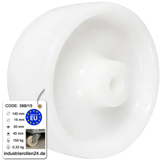 Transportrad Ø140 mm – Weißes Polyamidrad für Wagen, Code: 39B/15