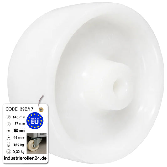 Transportrad Ø140 mm – Weißes Polyamidrad für Wagen, Code: 39B/17