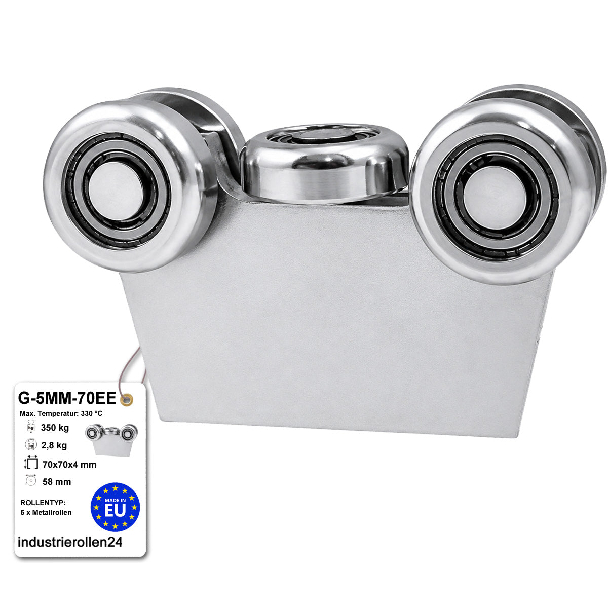 Torwagen für Schiebetore bis 330 °C – für Profile 70 × 70 mm – Wandstärke 4 mm: G-5MM-70EE
