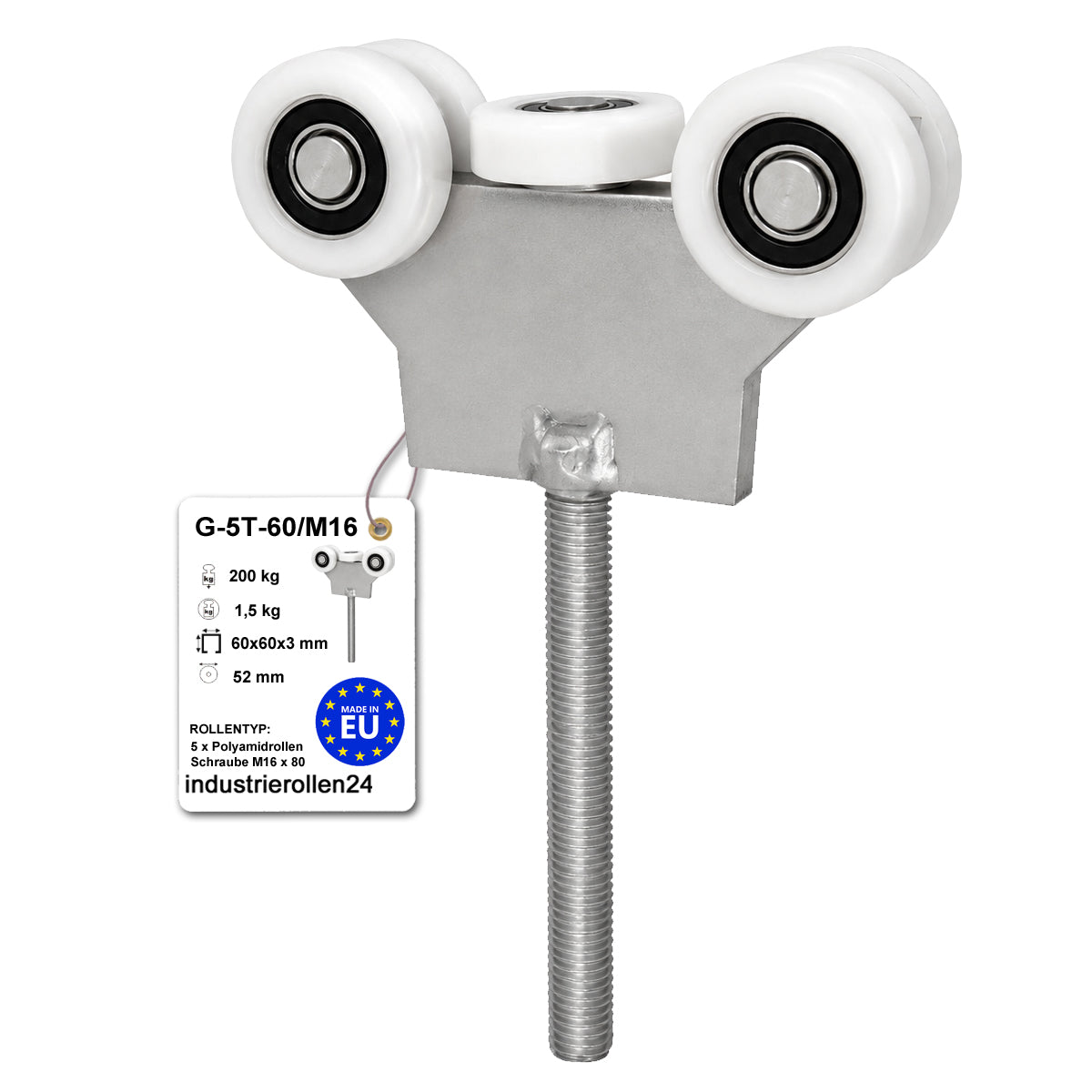 Torwagen für Schiebetore - für Profile 60 x 60 mm - Wandstärke 3 mm: G-5T-60/M16
