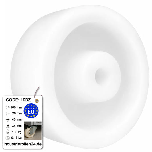 Transportrad Ø100 mm – Weißes Polyamidrad für Wagen, Code: 19BZ