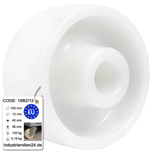 Transportrad Ø100 mm – Weißes Polyamidrad für Wagen, Code: 19BZ/12
