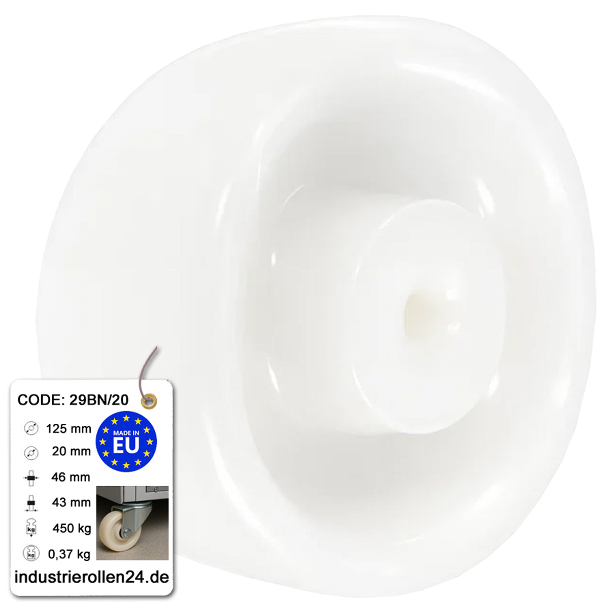 Transportrad Ø125 mm – Weißes Polyamidrad für Wagen, Code: 29BN/20