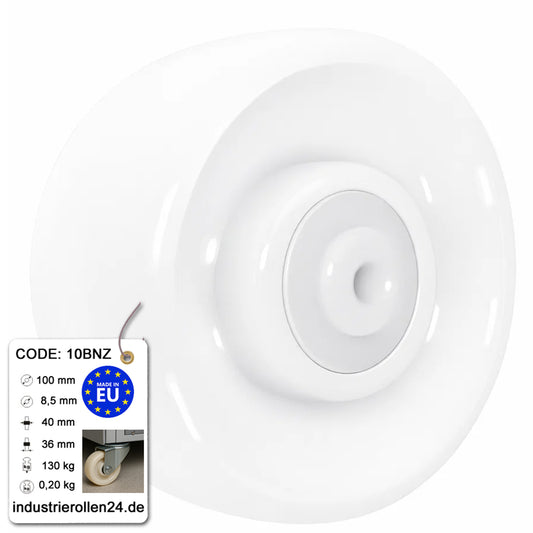 Transportrad Ø100 mm – Weißes Polyamidrad für Wagen, Code: 10BNZ