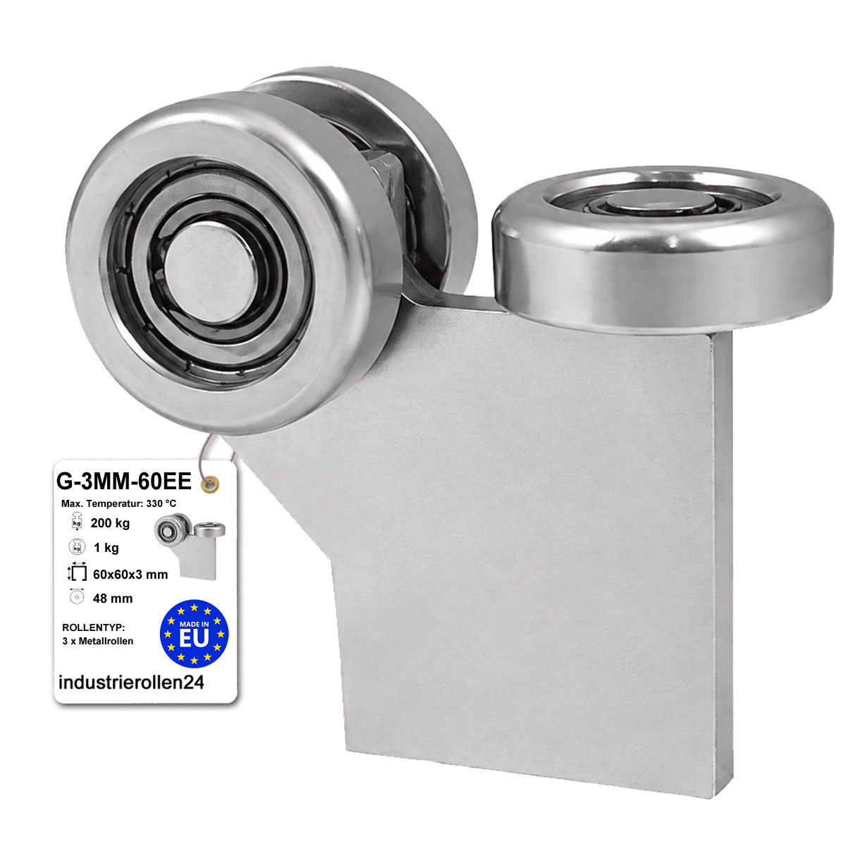 Torwagen für Schiebetore bis 330 °C – für Profile 60 × 60 mm – Wandstärke 3 mm: G-3MM-60EE