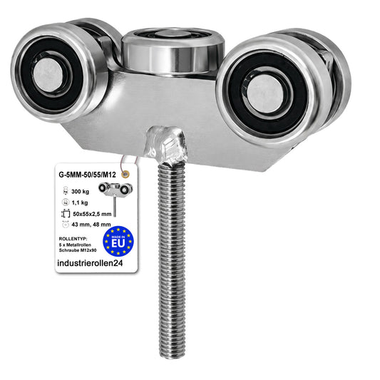 Torwagen für Schiebetore - für Profile 50x55 mm - Wandstärke 2,5 mm: G-5MM-50/55/M12