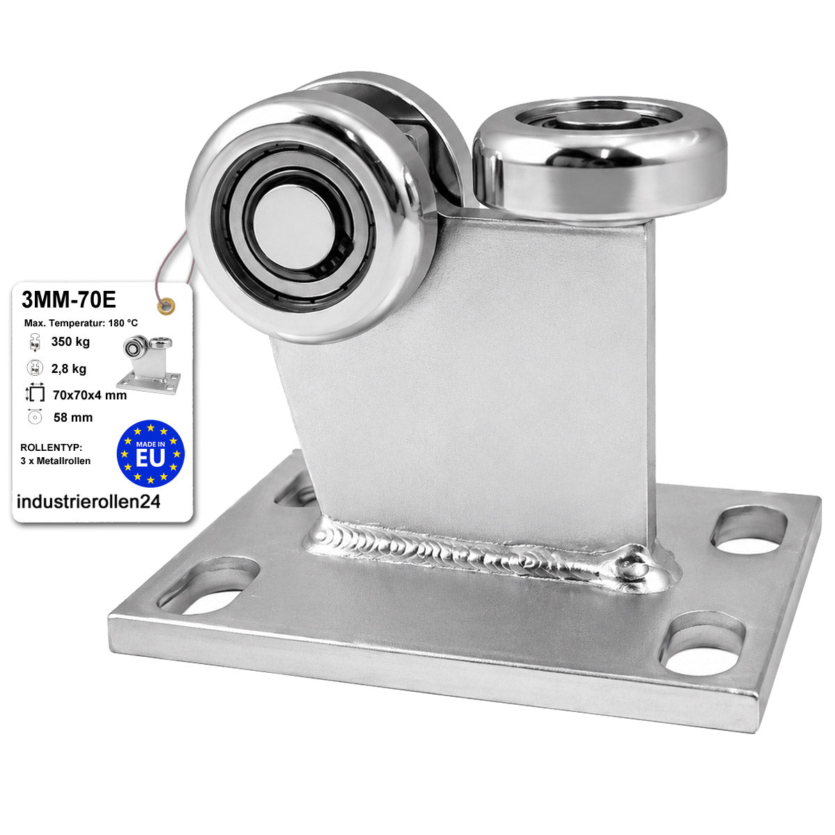 Torwagen für Schiebetore bis 180 °C – für Profile 70 × 70 mm – Wandstärke 4 mm: 3MM-70E
