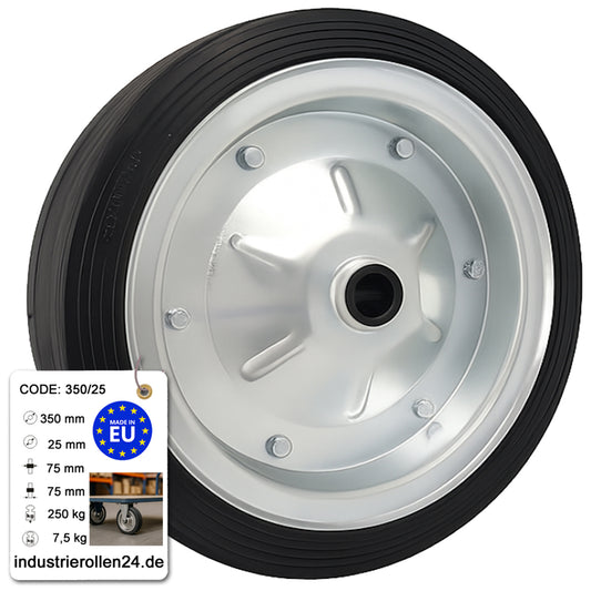 Ersatzrad Ø350 mm – Vollgummi Industrierad für Transportwagen, Code: 350/25