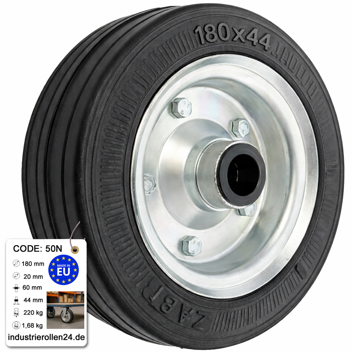 Ersatzrad Ø180 mm – Vollgummi Industrierad für Transportwagen, Code: 50N