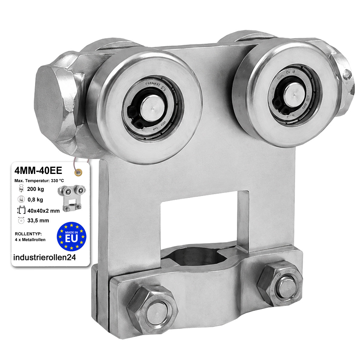Torwagen für Schiebetore bis 330 °C – für Profile 40 × 40 mm – Wandstärke 2 mm: 4MM-40EE