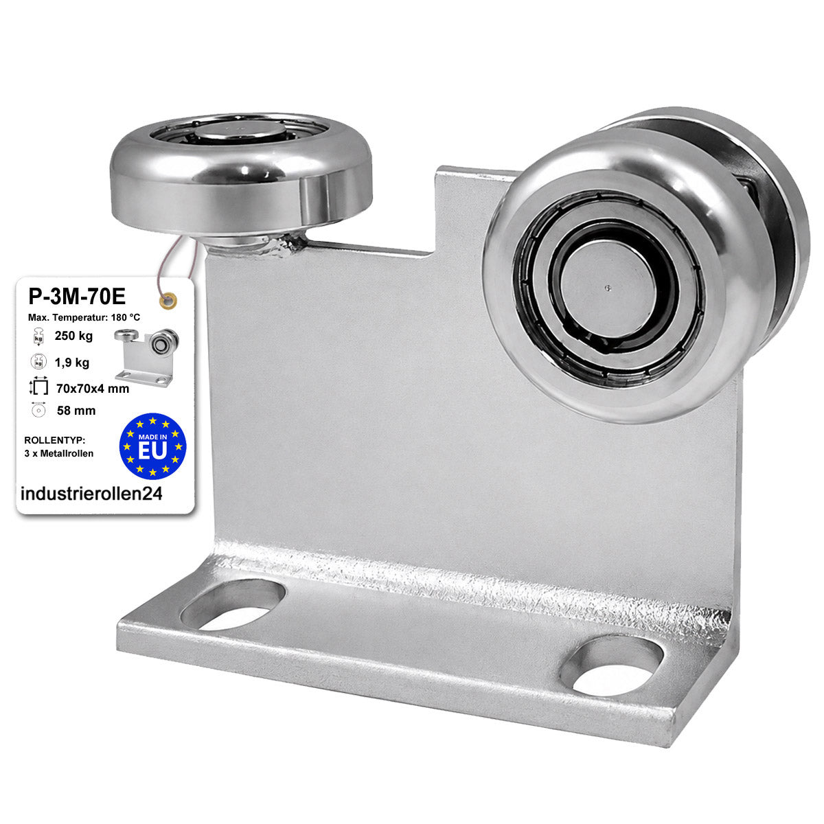 Torwagen für Schiebetore bis 180 °C – für Profile 70 × 70 mm – Wandstärke 4 mm: P-3M-70E