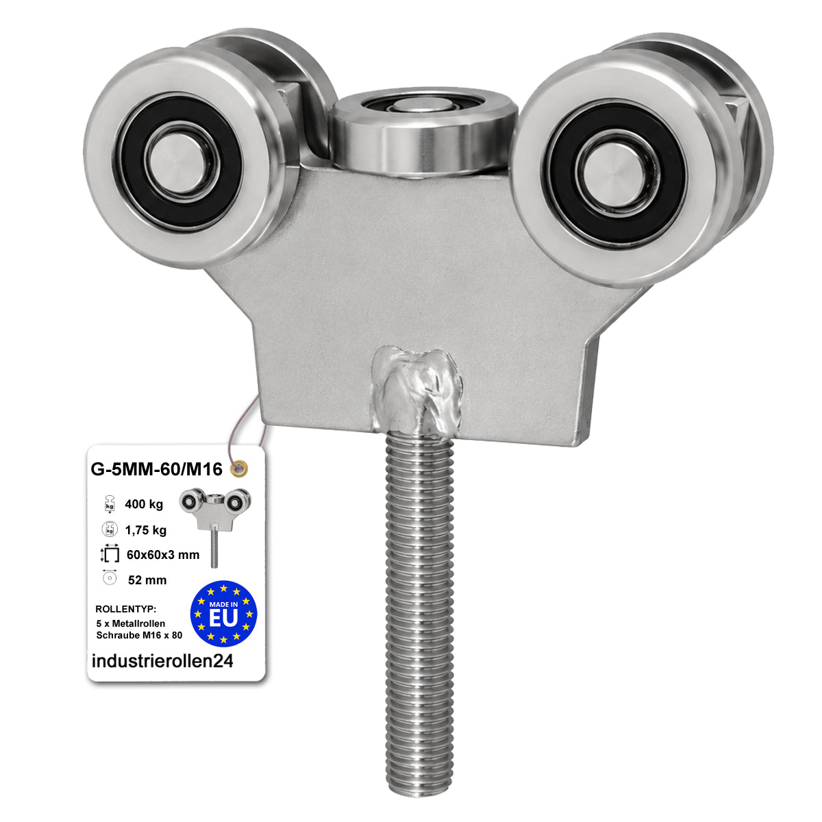 Torwagen für Schiebetore - für Profile 60 x 60 mm - Wandstärke 3 mm: G-5MM-60/M16