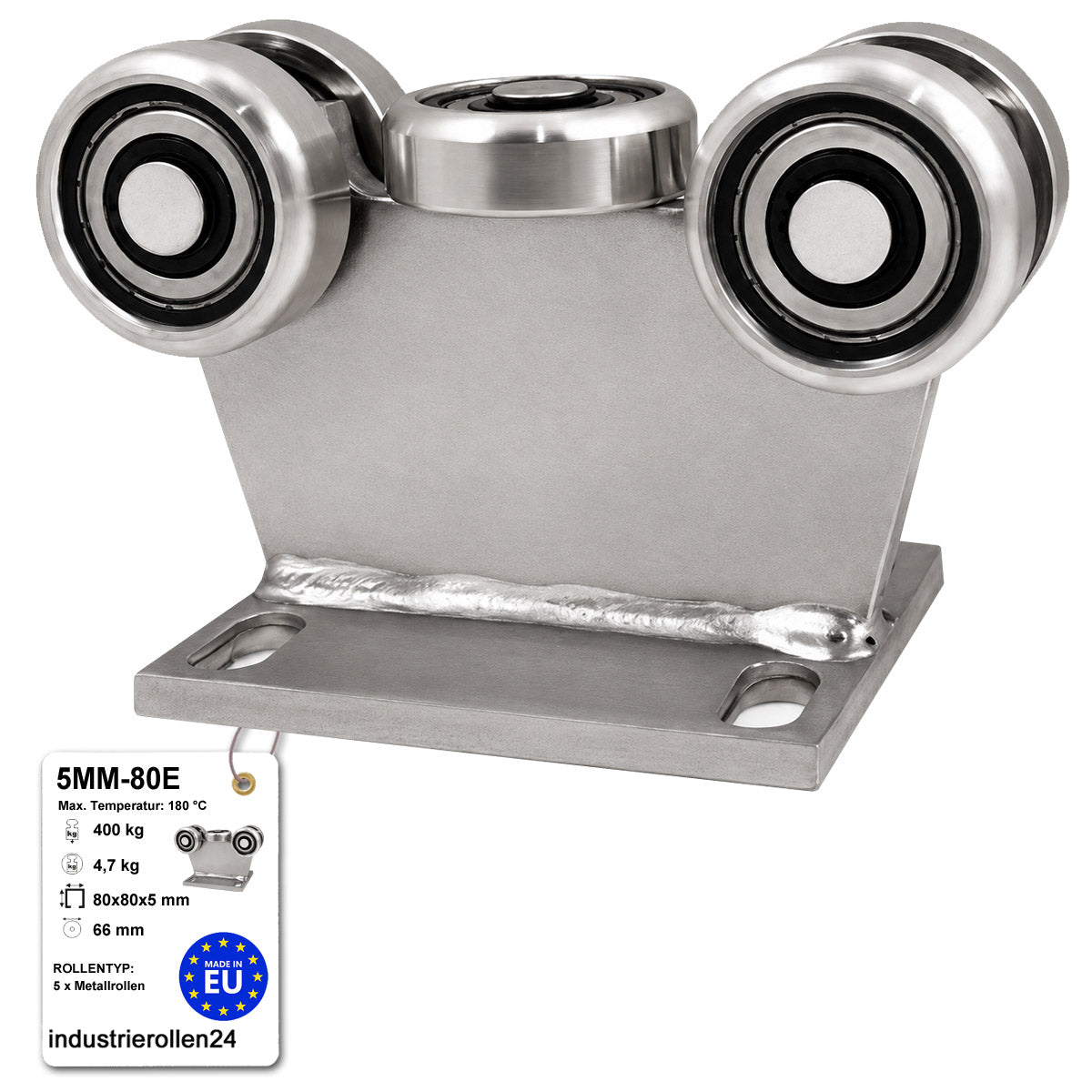 Torwagen für Schiebetore bis 180 °C – für Profile 80 × 80 mm – Wandstärke 5 mm: 5MM-80E
