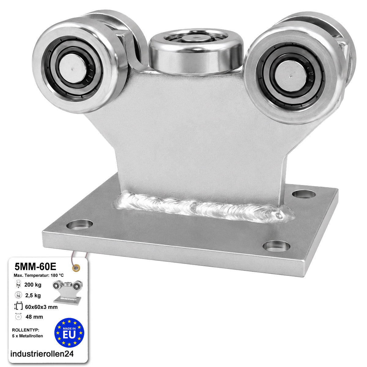 Torwagen für Schiebetore bis 180 °C – für Profile 60 × 60 mm – Wandstärke 3 mm: 5MM-60E