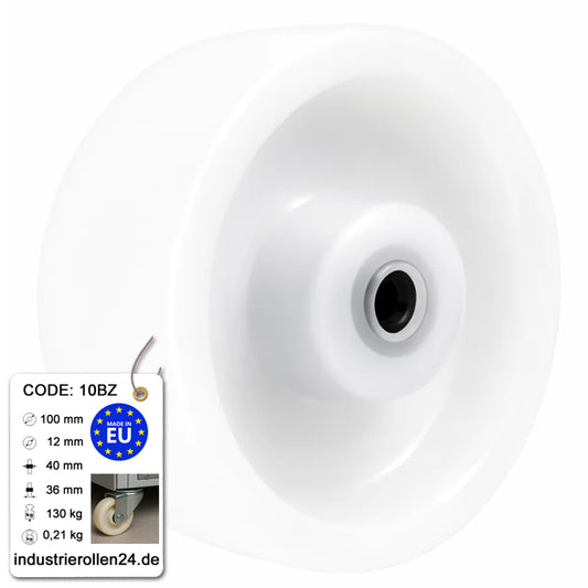 Transportrad Ø100 mm – Weißes Polyamidrad für Wagen, Code: 10BZ
