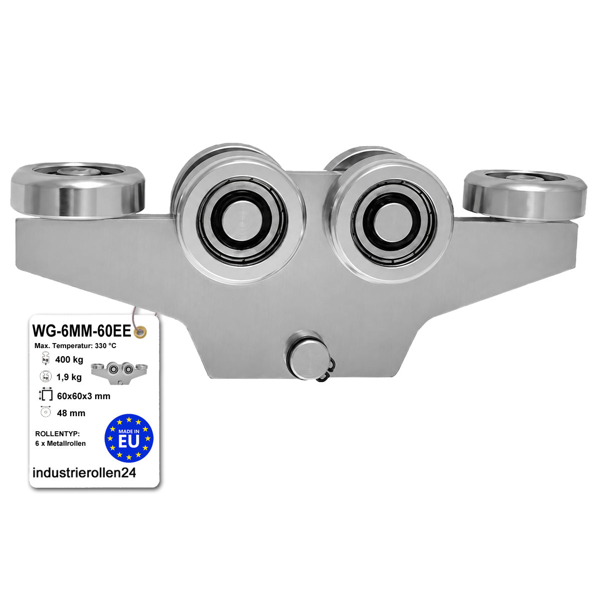 Torwagen für Schiebetore bis 330 °C – für Profile 60 × 60 mm – Wandstärke 3 mm: WG-6MM-60EE