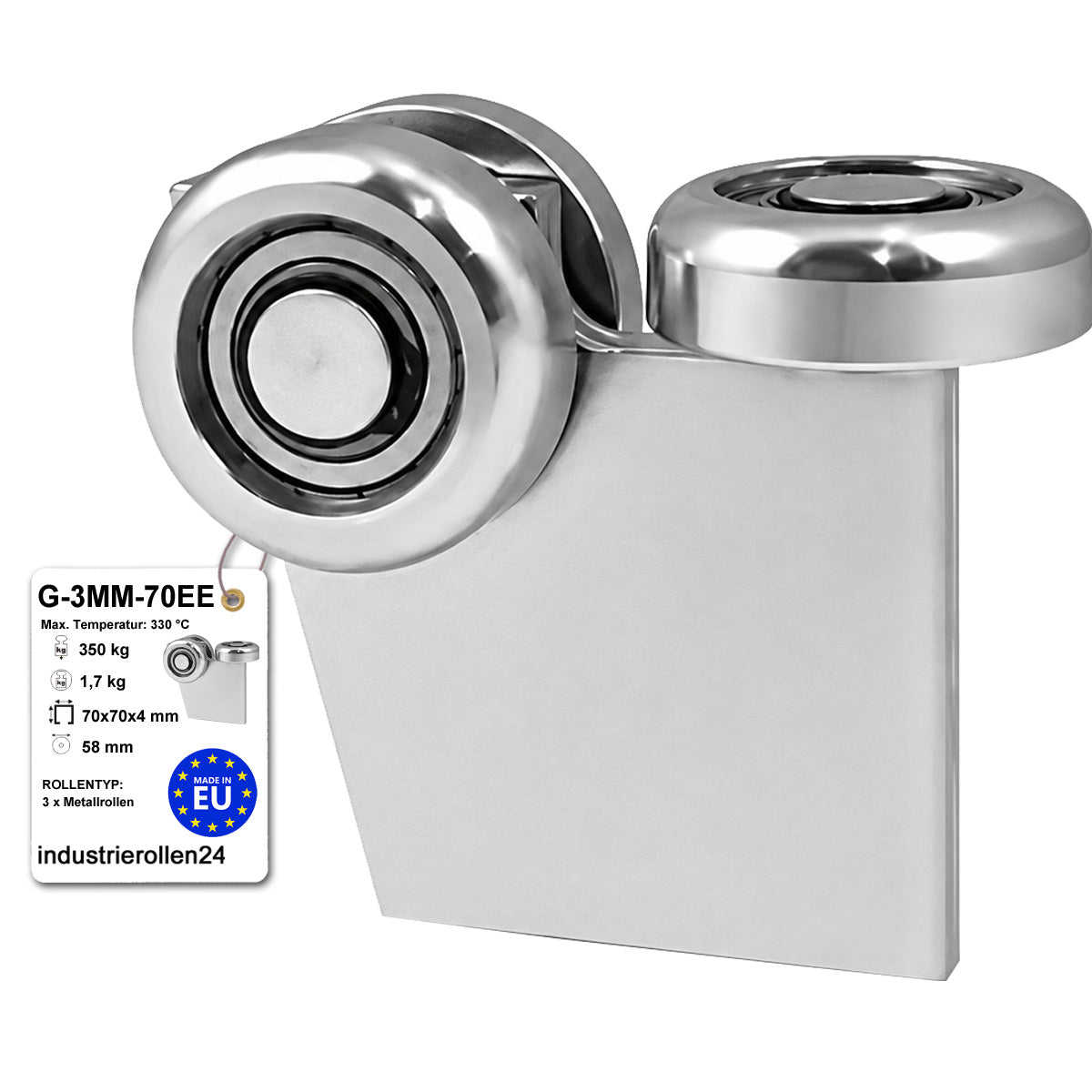 Torwagen für Schiebetore bis 330 °C – für Profile 70 × 70 mm – Wandstärke 4 mm: G-3MM-70EE