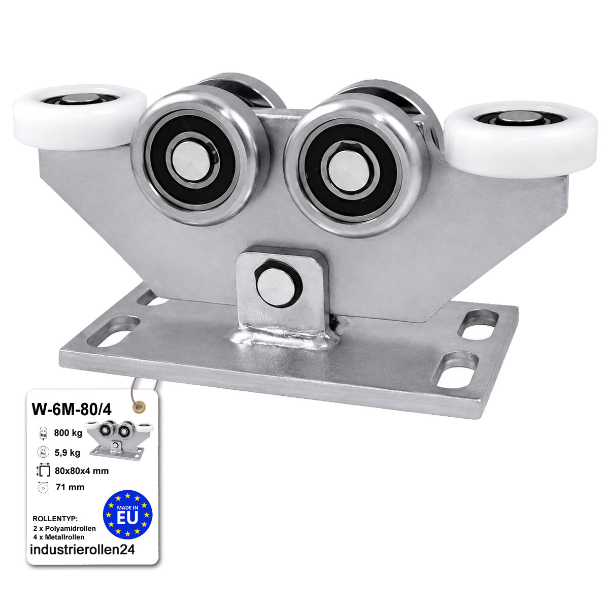 Torwagen für Schiebetore - für Profile 80 x 80 mm - Wandstärke 4 mm: W-6M-80/4