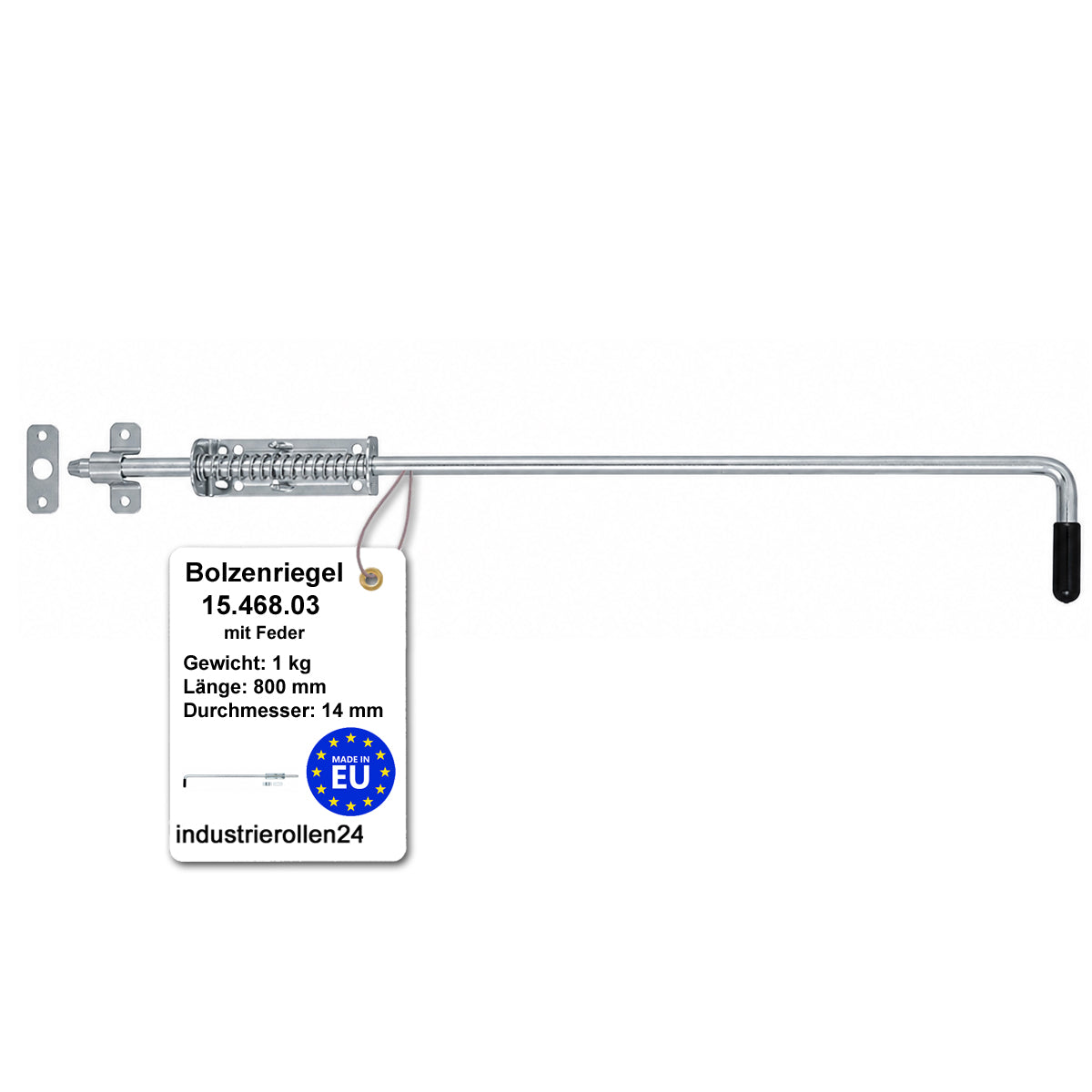Torriegel 15.468.04 Bolzenriegel schmal - verzinkter Stahl, Silber, Feder: L800 x Ø14 mm