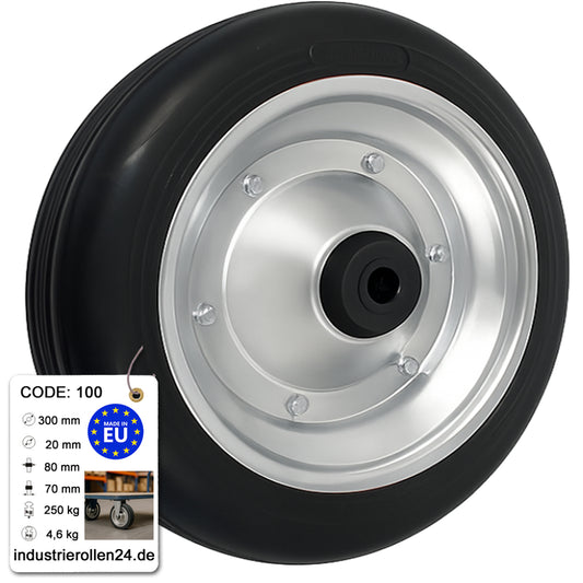 Ersatzrad Ø300 mm – Vollgummi Industrierad für Transportwagen, Code: 100