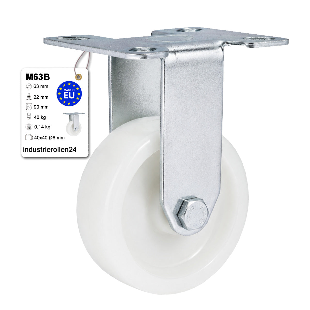 Möbelrolle Ø 63 mm Möbelrad Kunststoff Ersatzrad Transportrolle Apparater M63B