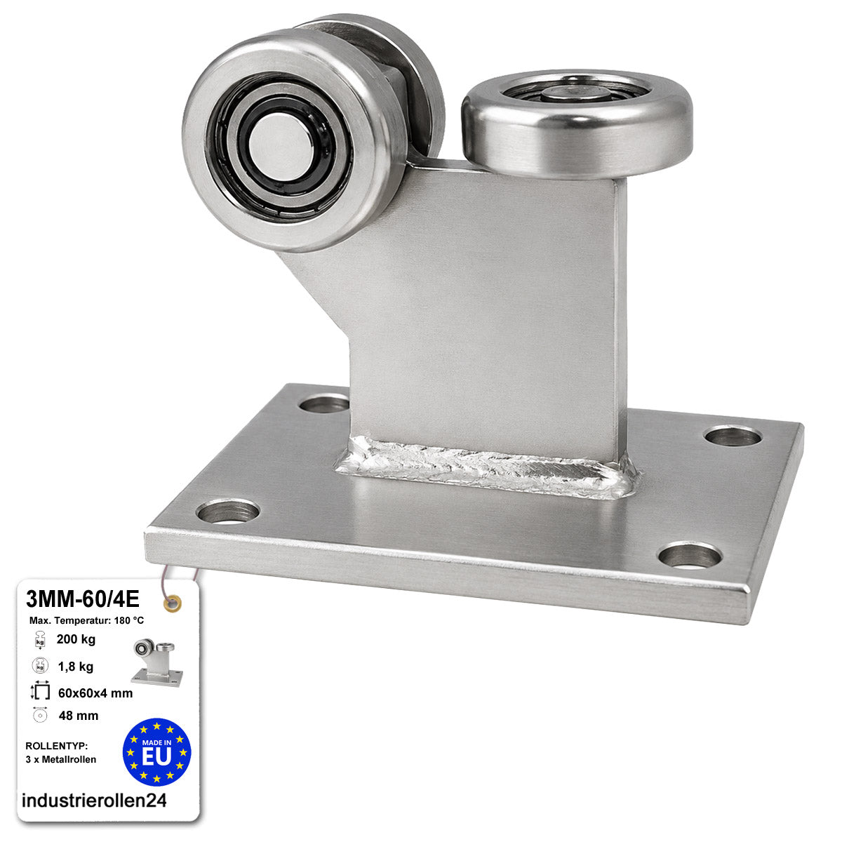 Torwagen für Schiebetore bis 180 °C – für Profile 60 × 60 mm – Wandstärke 4 mm: 3MM-60/4E