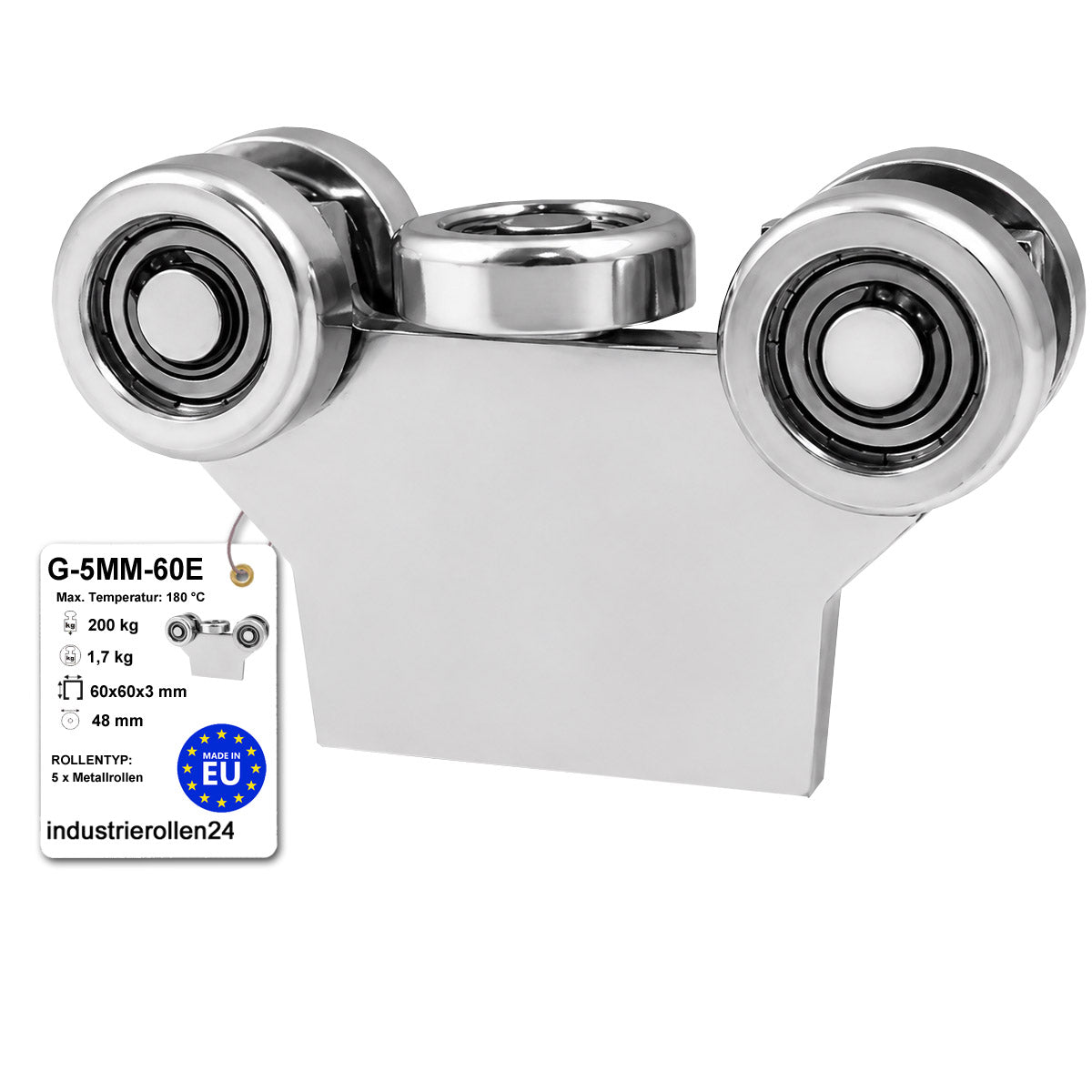 Torwagen für Schiebetore bis 180 °C – für Profile 60 × 60 mm – Wandstärke 3 mm: G-5MM-60E