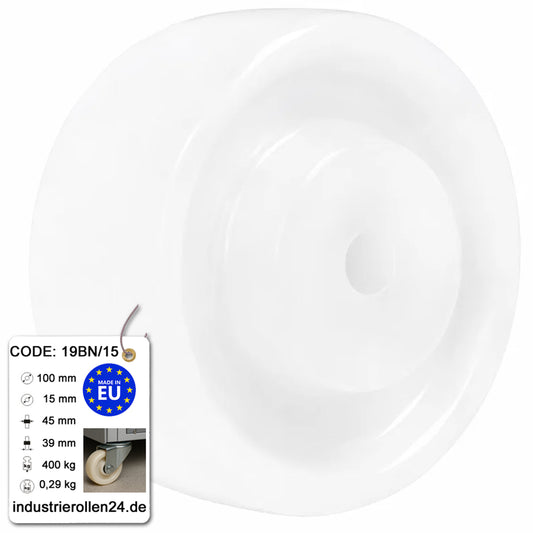 Transportrad Ø100 mm – Weißes Polyamidrad für Wagen, Code: 19BN/15