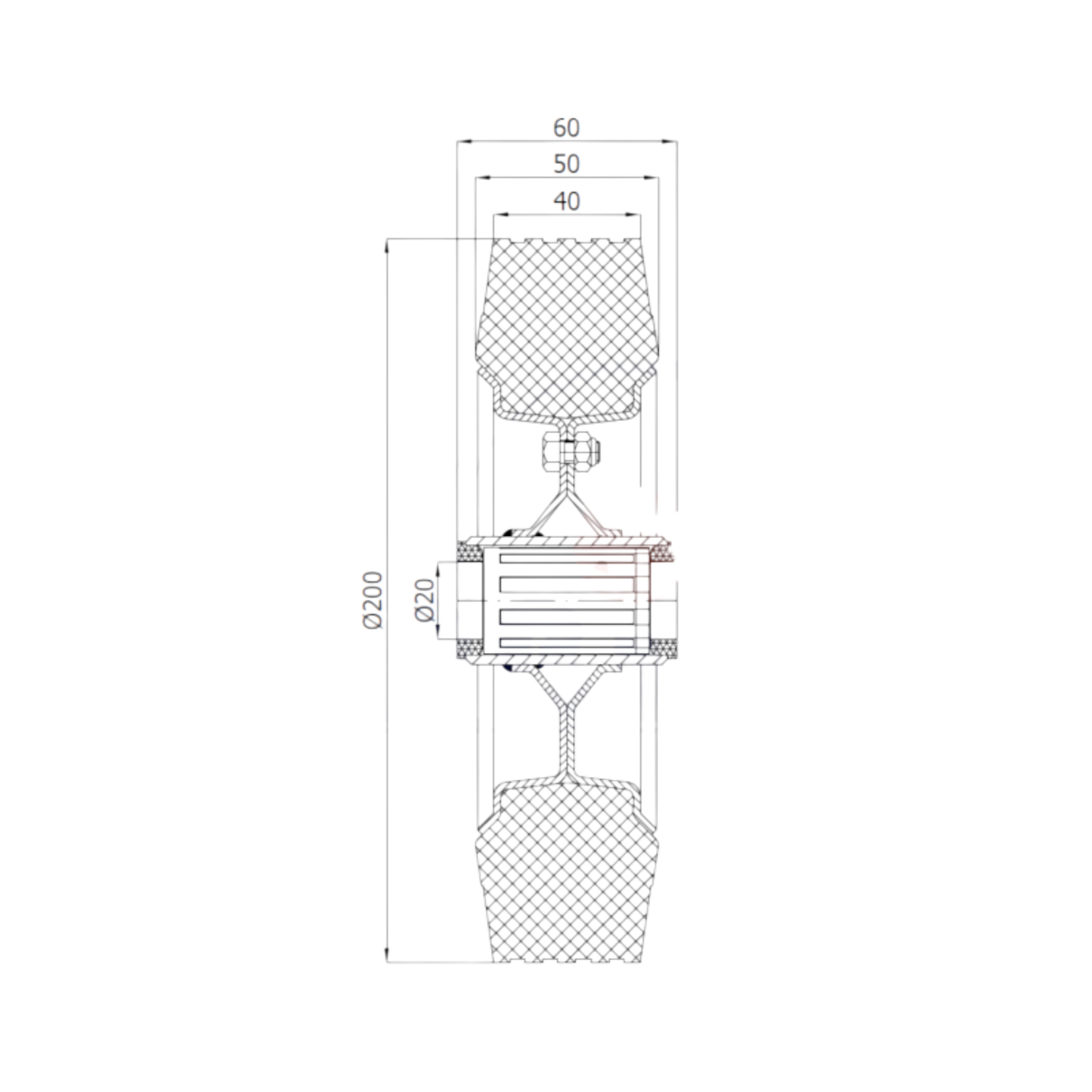 Ersatzrad Ø200 mm – Vollgummi Industrierad für Transportwagen, Code: 60N