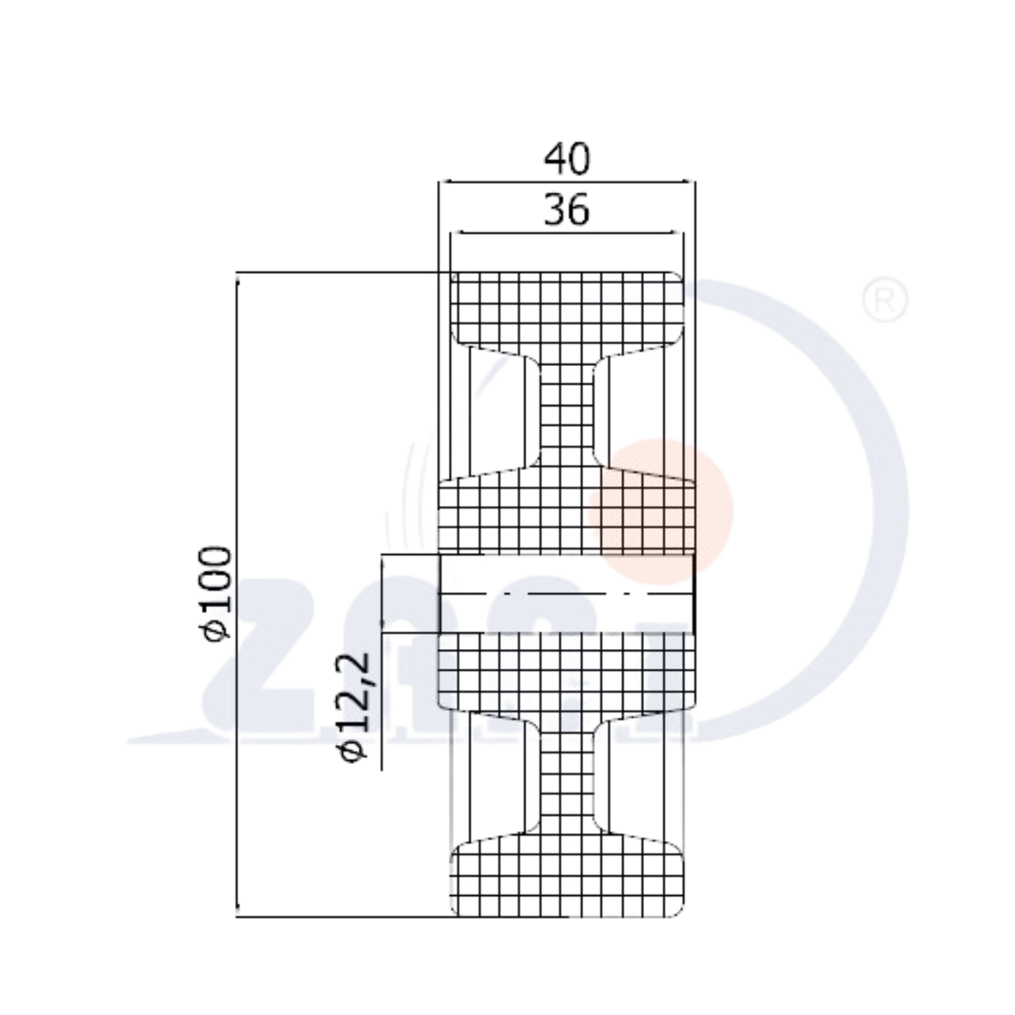 Transportrad Ø100 mm – Weißes Polyamidrad für Wagen, Code: 19BZ/12