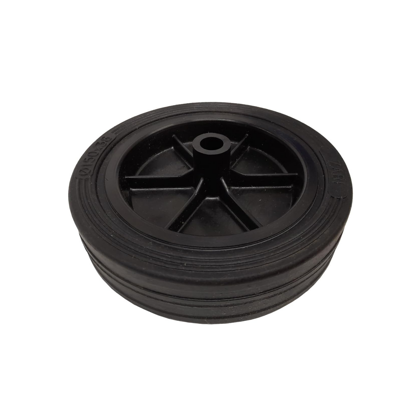 Rasenmäherrad 150 mm – Universal Ersatzrad aus Vollgummi + Montage-Set, Code: K150*M8