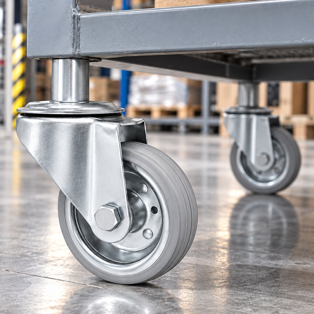 Metall-Gummiräder mit Befestigungsstift Lenkrollen  Ø200 mm Code: 64NS*28