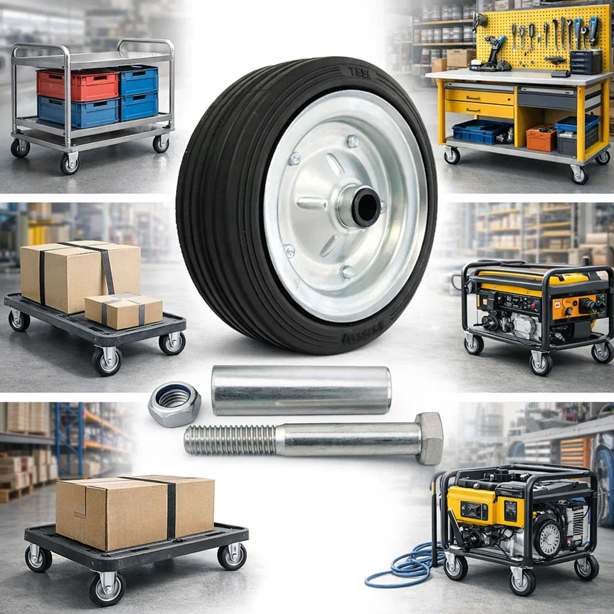 Metall-Gummiräder 150 mm mit Montage-Set – robuste Räder für Transport & Industrie Code: 71