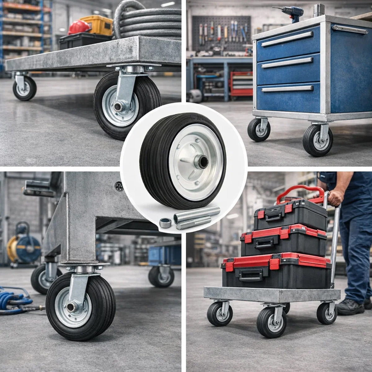 Metall-Gummiräder 150 mm mit Montage-Set – robuste Räder für Transport & Industrie Code: 71